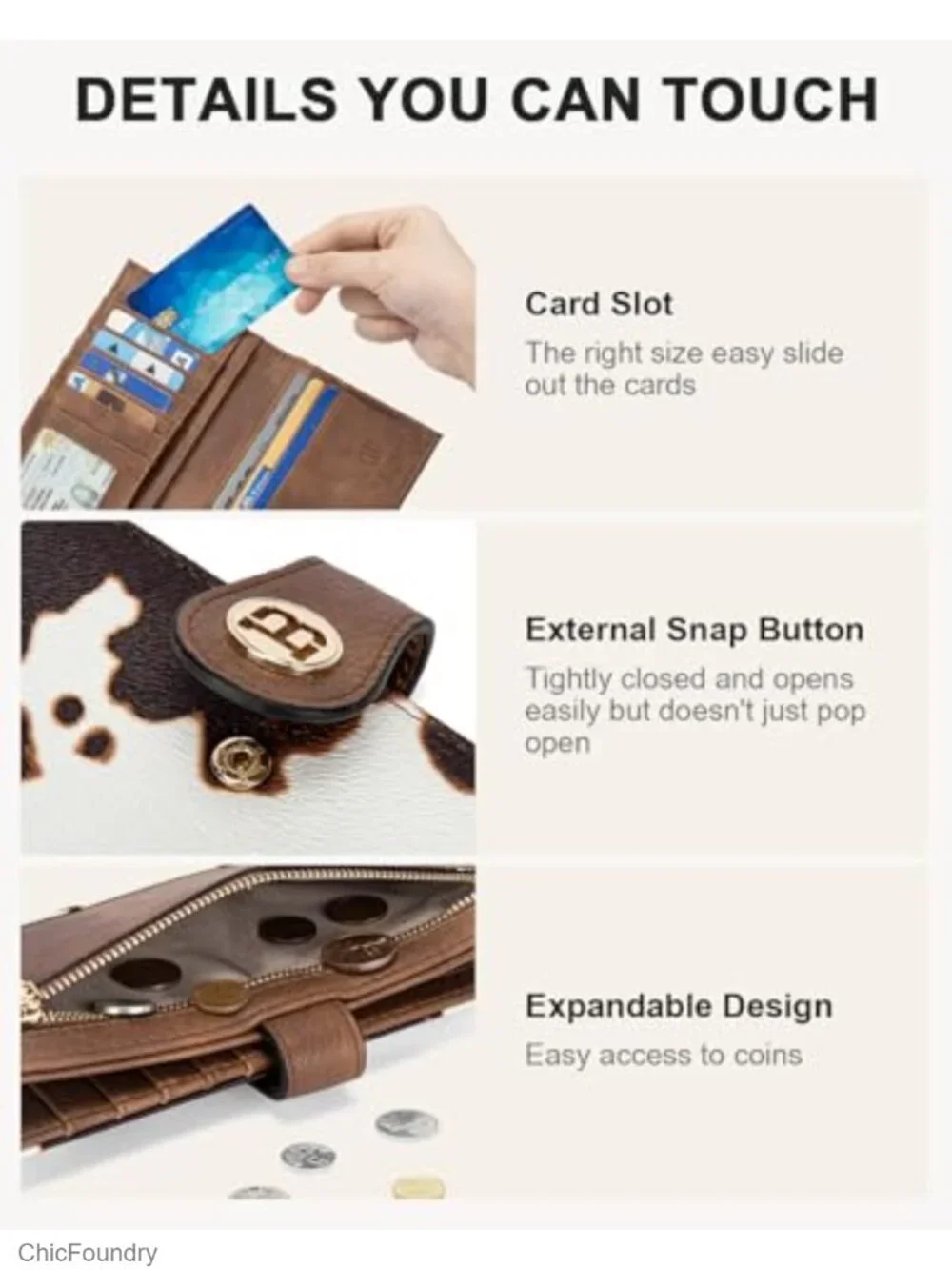 Slim Vegan Leather Bifold Wallet RFID Blocking Card Holder with Zipper Coin